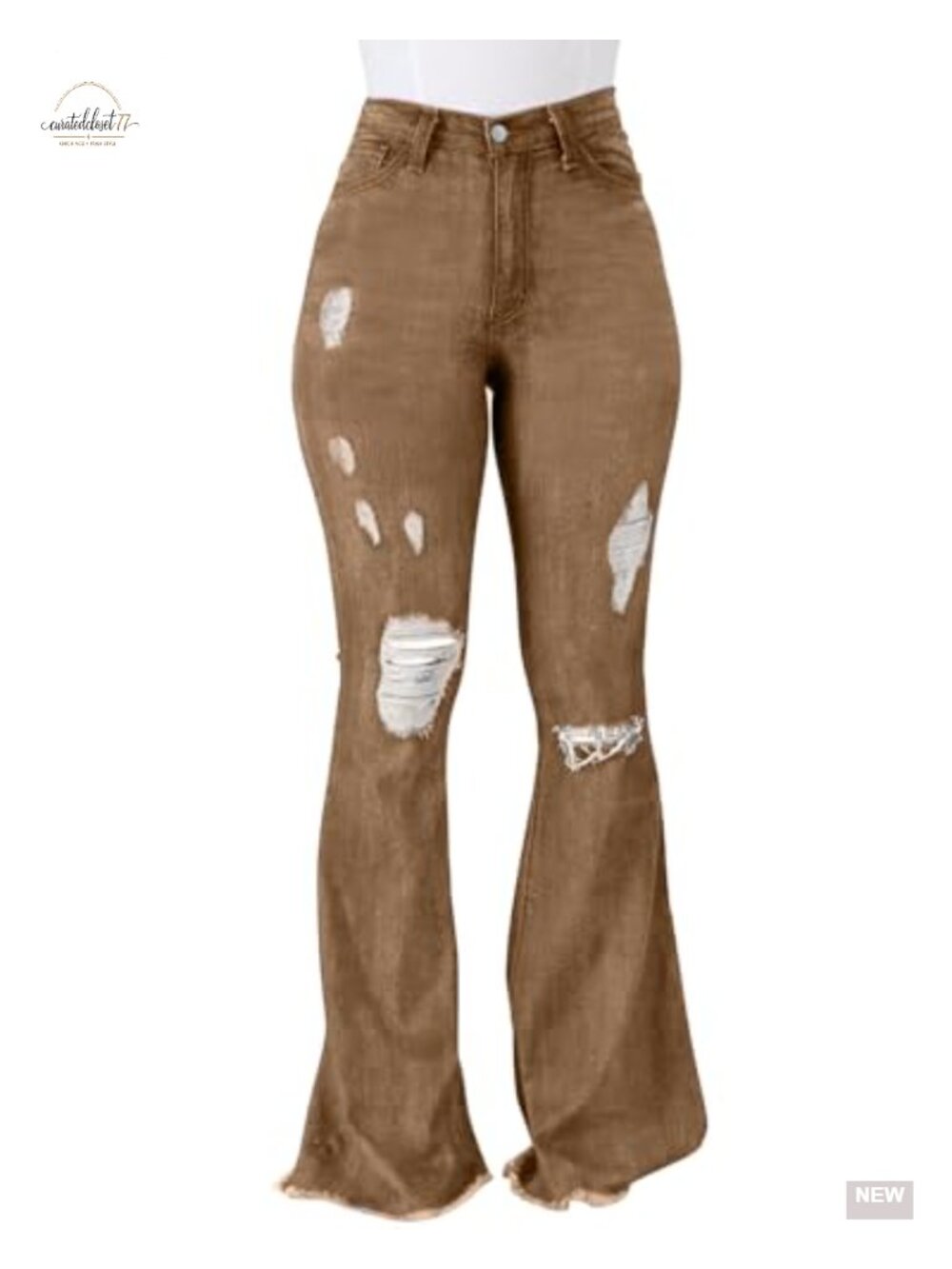 High Waist Ripped Bell Bottom Flare Jeans